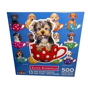 Keith Kimberlin 13 Mini Shaped Puzzles 500 Pieces Total Dogs In Teacups Cra-ZArt